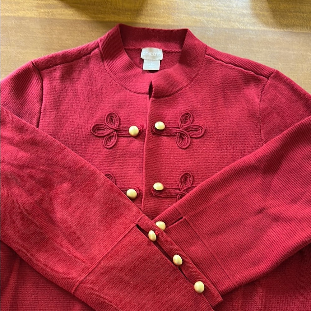Chico’s burgundy sweater. Chico’s size 2